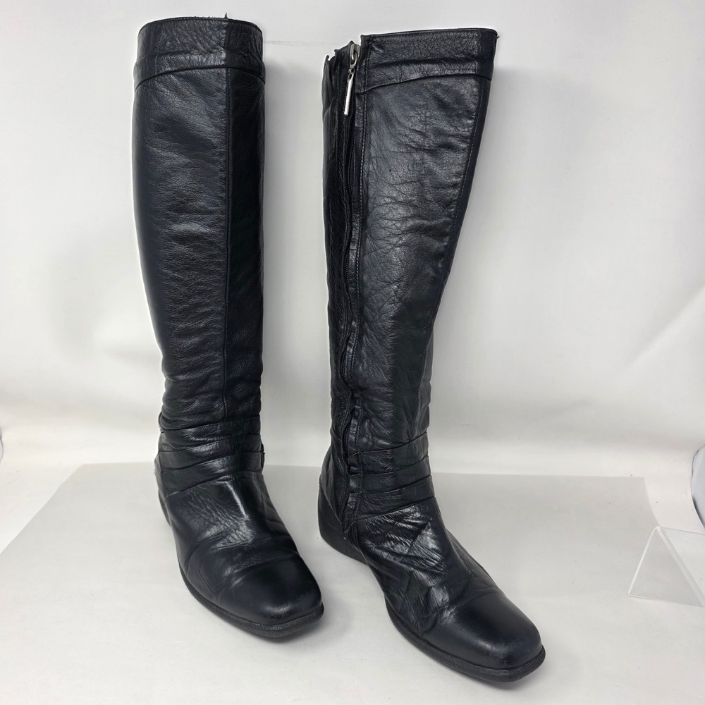 Santorini Diferente Boots Women 5 Columbia 35 Leather Tall Wedge Square Toe Blk